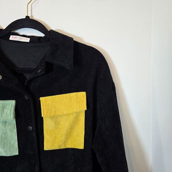 Romwe Cropped Colorblock Jacket Long Sleeve Corduroy Size S - Picture 4 of 8